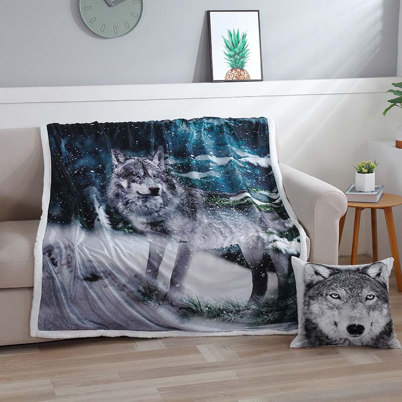 3D Wild Animal Pattern Fuzzy Blanket