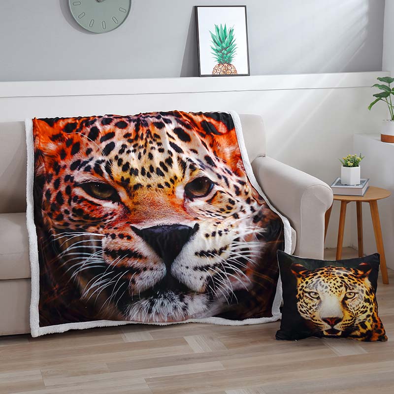 3D Wild Animal Pattern Fuzzy Blanket