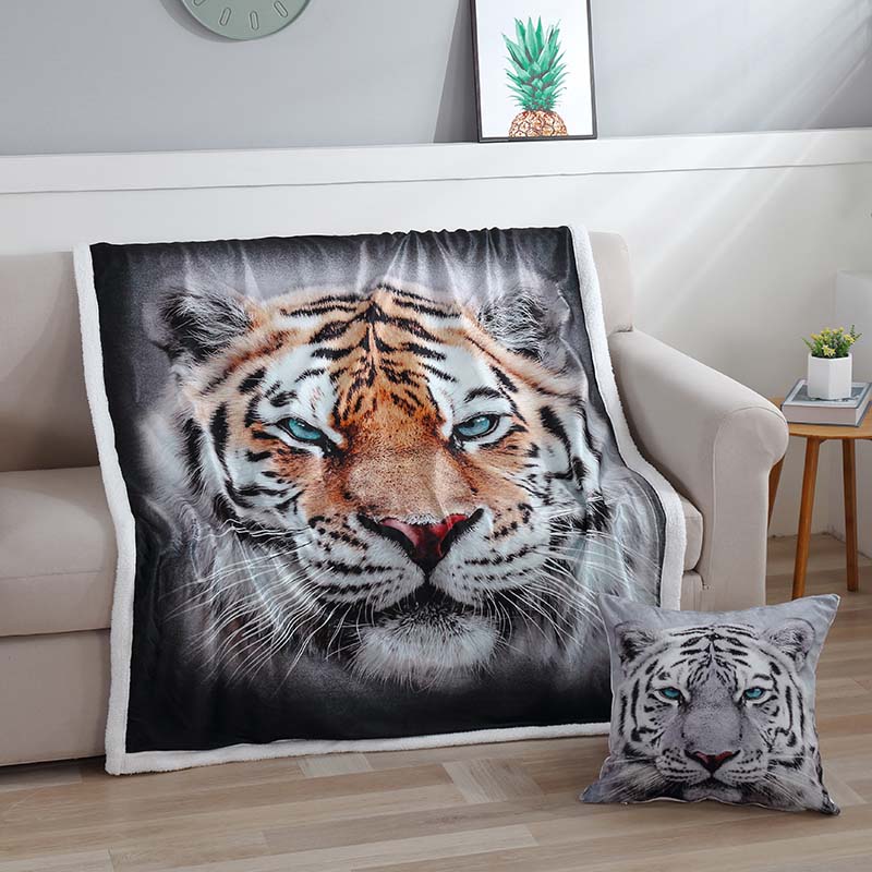 3D Wild Animal Pattern Fuzzy Blanket